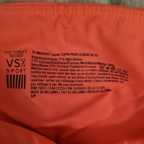 Victoria's Secret VSX Sport | Orange Knockout Capri Leggings - Picture 3 of 5